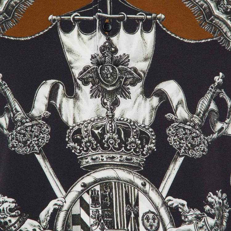 مملوكة مسبقًا Dolce & Gabbana Brown Crown Print Cotton Pique Polo 3XL