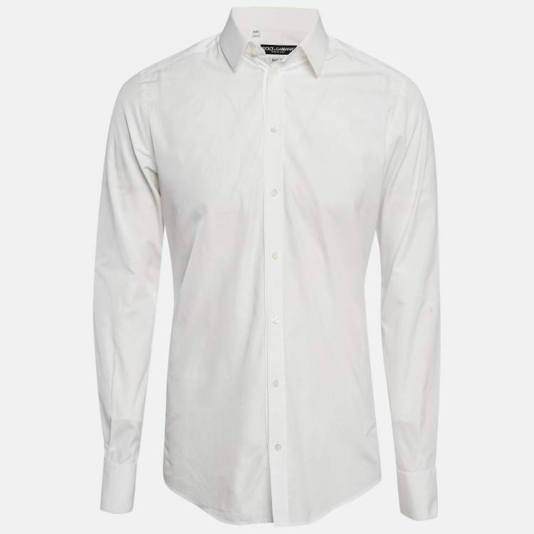 Pre Owned Dolce & Gabbana White Cotton Button Front Shirt L