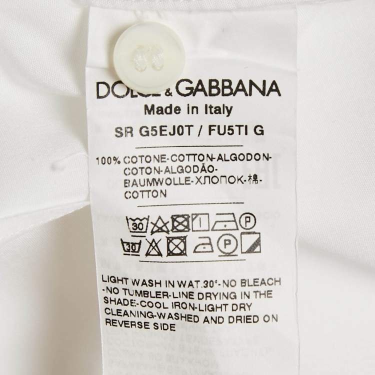 Pre Owned Dolce & Gabbana White Cotton Button Front Shirt L