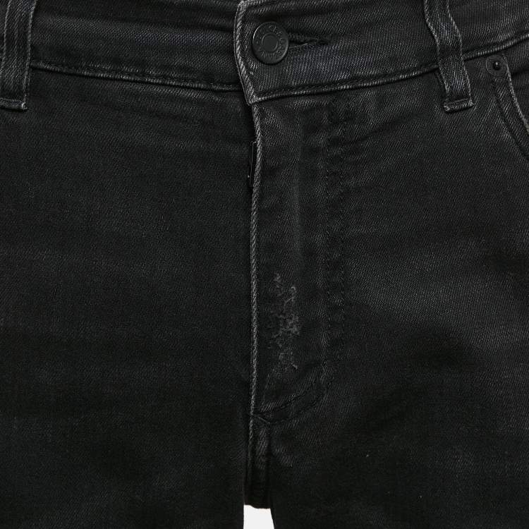 Pre Owned Dolce & Gabbana Black Paint Splashed Denim Ripped Slim Jeans L Waist 33"