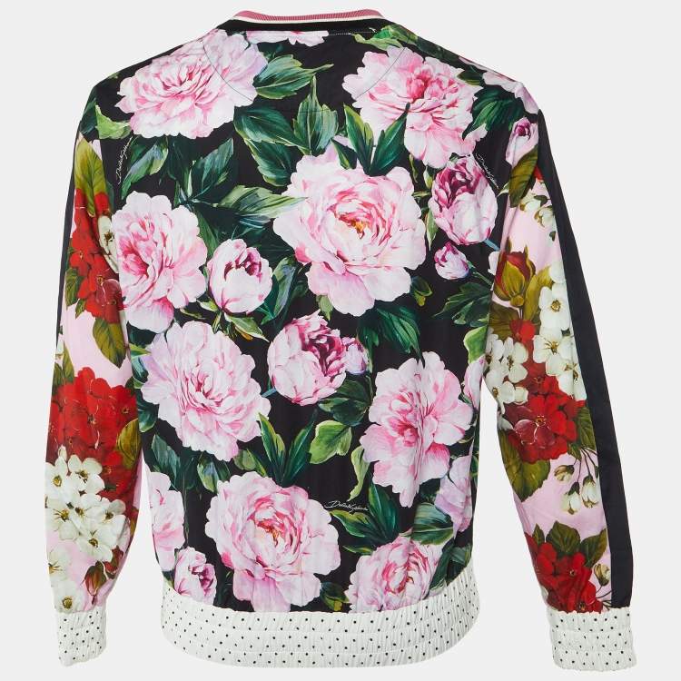 Pre Owned Dolce & Gabbana Pink Floral Print Cotton Crew Neck Jumper M