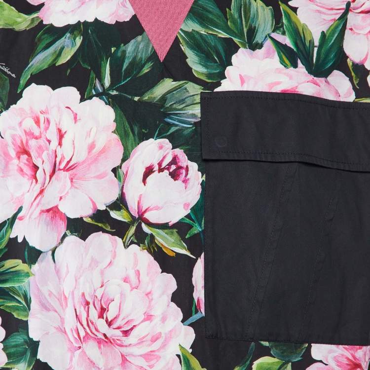 Pre Owned Dolce & Gabbana Pink Floral Print Cotton Crew Neck Jumper M