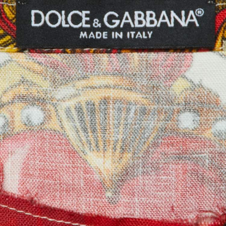 Pre Owned Dolce & Gabbana Multicolor Sacred Heart Print Linen & Cotton Oversized T-Shirt L