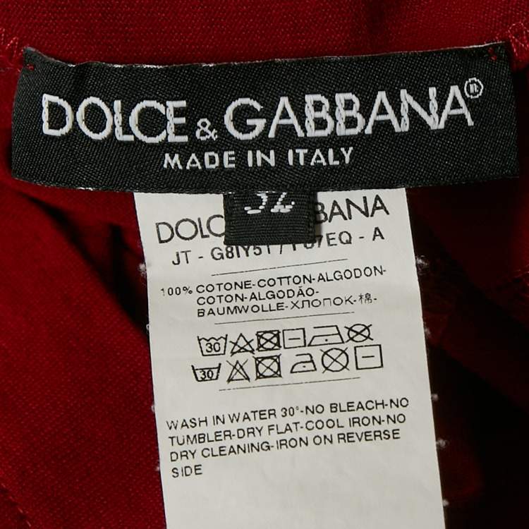 Pre Owned Dolce & Gabbana Red King Print Jersey Crewneck T-Shirt XL