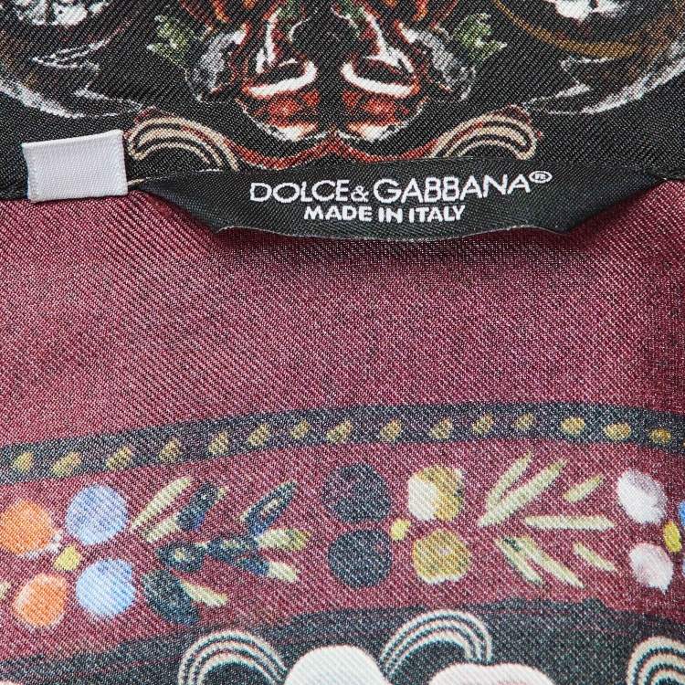 Pre Owned Dolce & Gabbana Grey Chinese Temple Print Silk Vanity Shirt L