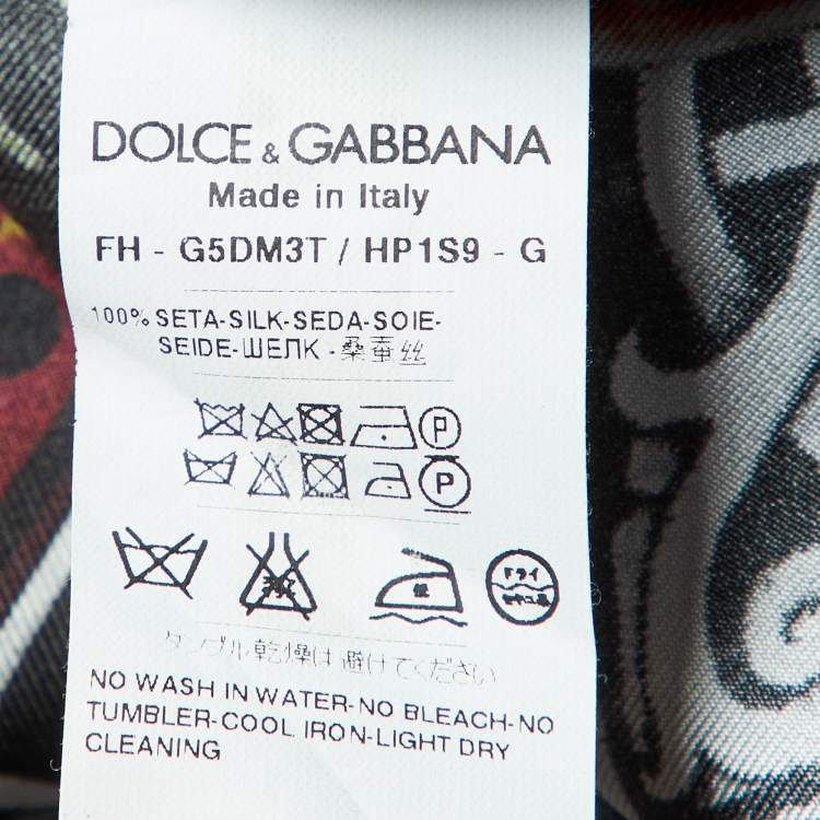 Pre Owned Dolce & Gabbana Grey Chinese Temple Print Silk Vanity Shirt L