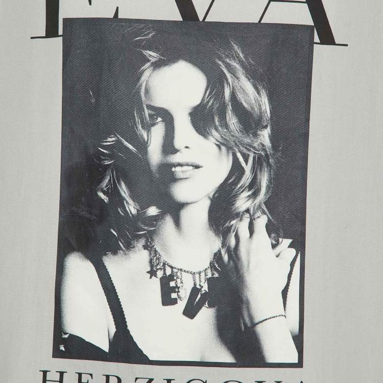 Pre Owned Dolce & Gabbana x Tom Munro Grey Eva Herzigova Print Cotton Oversized T-Shirt XS