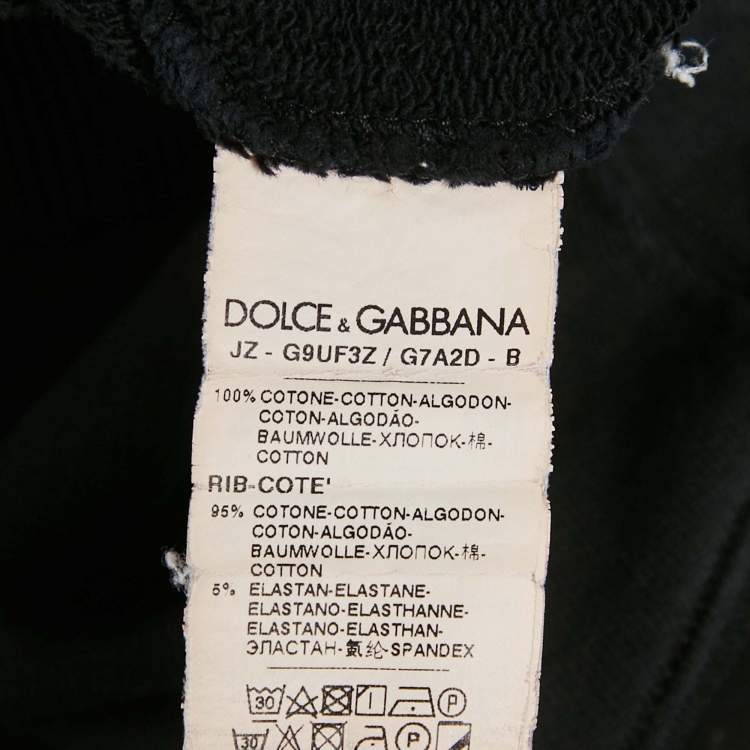 Pre Owned Dolce & Gabbana Black Cotton Knit Crew Neck Sweatshirt S