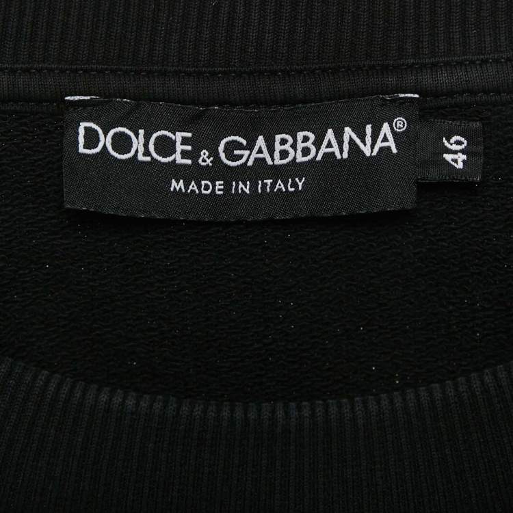 Pre Owned Dolce & Gabbana Black Cotton Knit Crew Neck Sweatshirt S