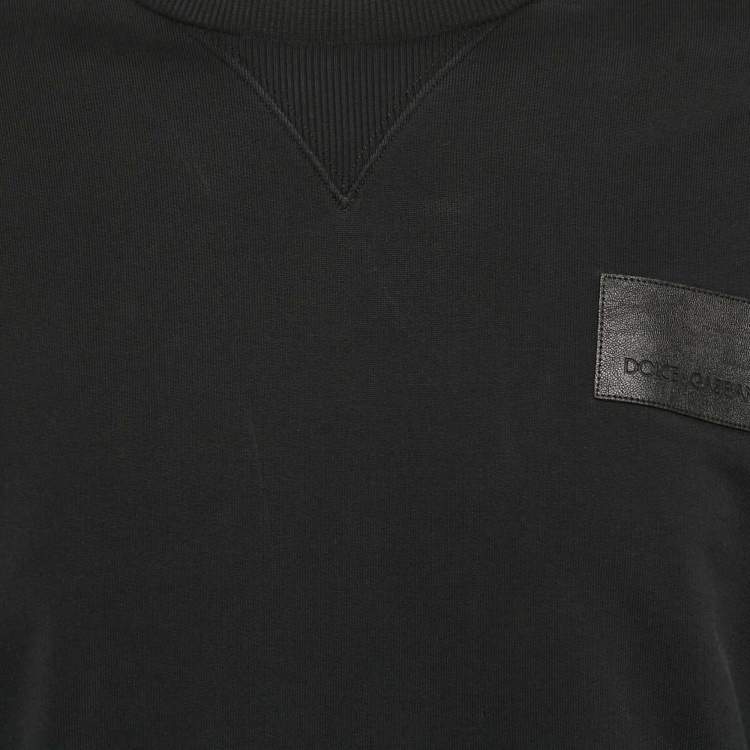 Pre Owned Dolce & Gabbana Black Cotton Knit Crew Neck Sweatshirt S