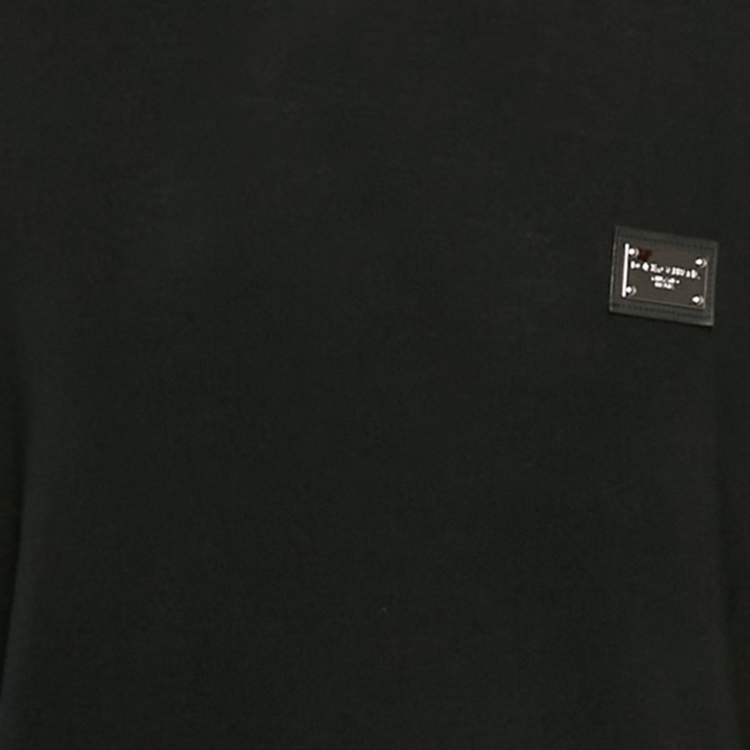 Pre Owned Dolce & Gabbana Black Logo Plaque Wool Knit Turtleneck Sweater XL