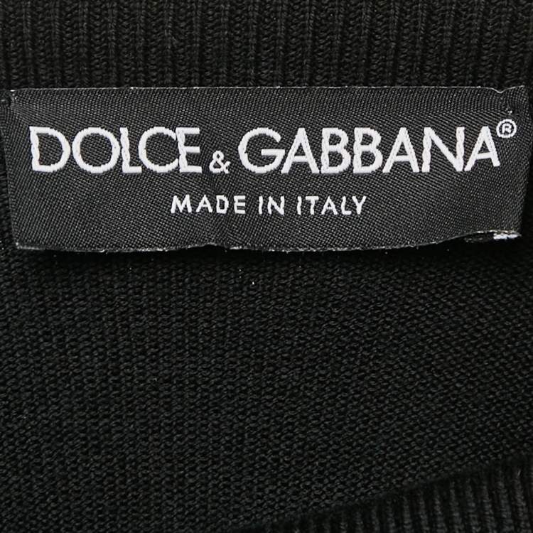 Pre Owned Dolce & Gabbana Black Logo Plaque Wool Knit Turtleneck Sweater XL