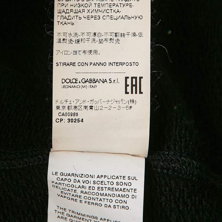 Pre Owned Dolce & Gabbana Black Logo Plaque Wool Knit Hooded Sweater XL