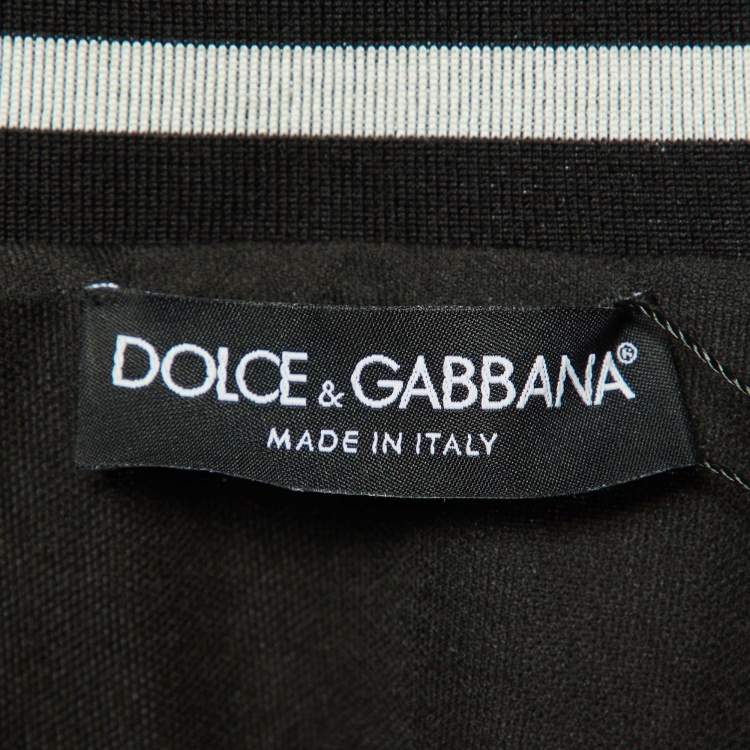 Pre Owned Dolce & Gabbana Black Floral Angels Print Satin Bomber Jacket M