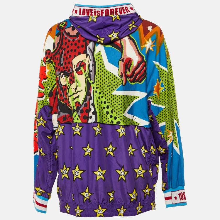 Pre Owned Dolce & Gabbana Multicolor Superhero King Print Cotton Hoodie L