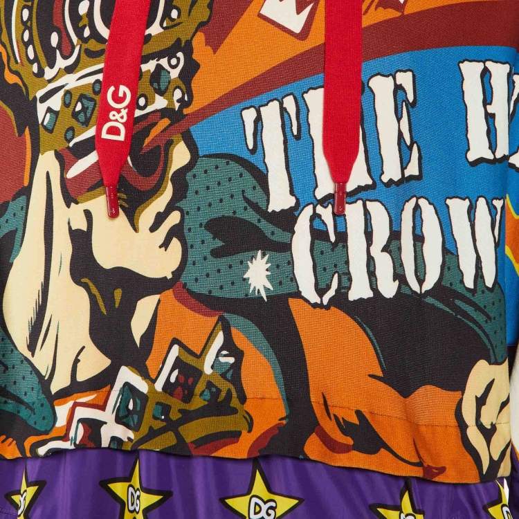 Pre Owned Dolce & Gabbana Multicolor Superhero King Print Cotton Hoodie L