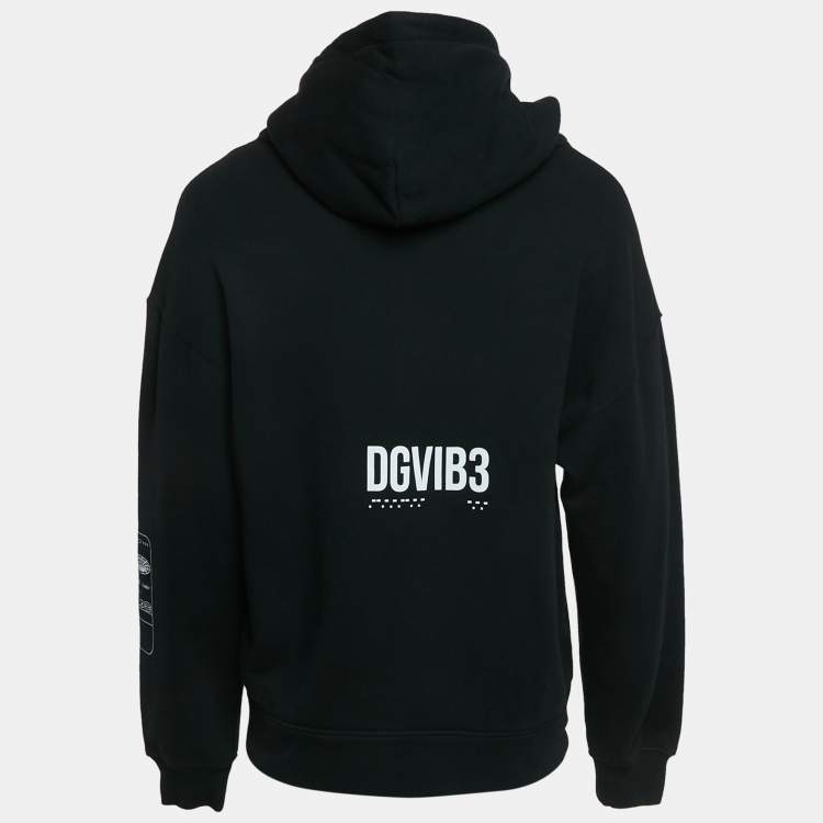 Pre Owned Dolce & Gabbana Black DGVIBE3 Print Cotton Knit Hoodie XS