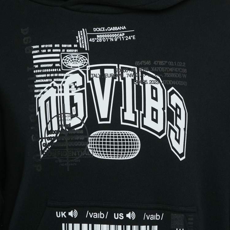 Pre Owned Dolce & Gabbana Black DGVIBE3 Print Cotton Knit Hoodie XS