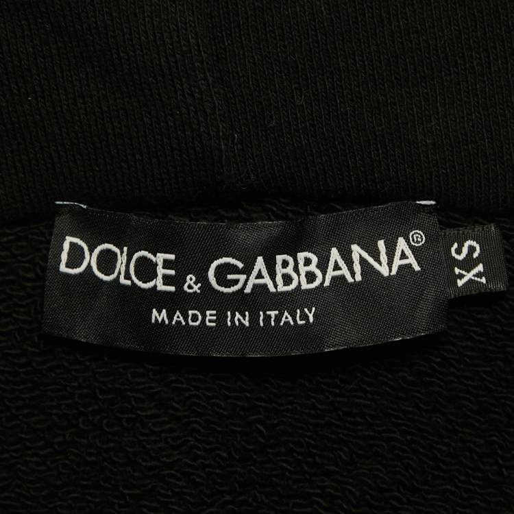 Pre Owned Dolce & Gabbana Black DGVIBE3 Print Cotton Knit Hoodie XS