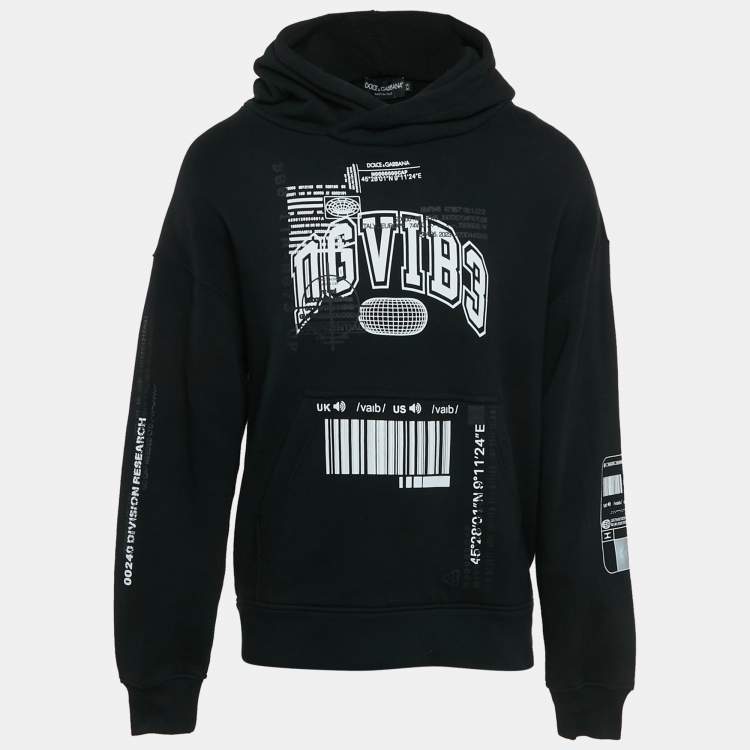 Pre Owned Dolce & Gabbana Black DGVIBE3 Print Cotton Knit Hoodie XS