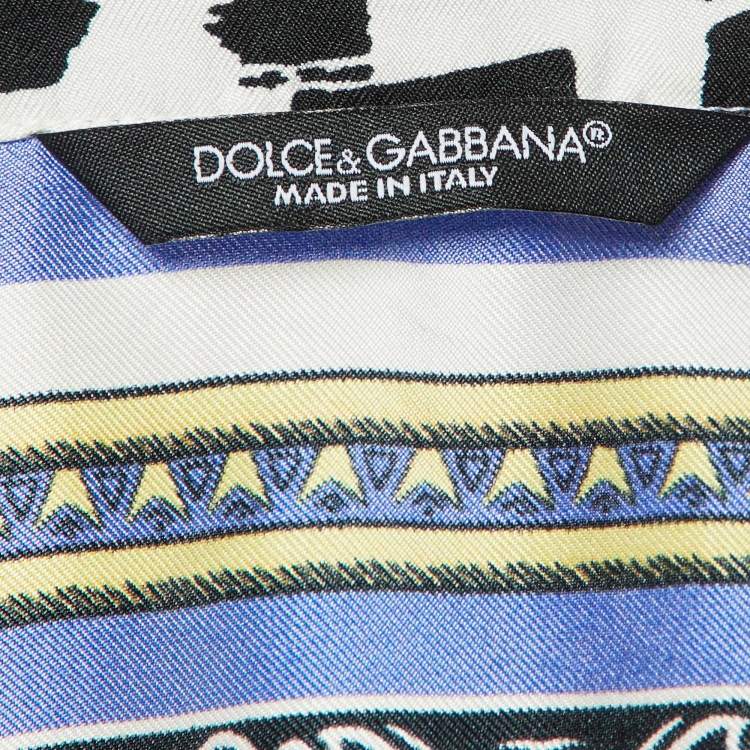 Pre Owned Dolce & Gabbana Multicolor King of Hearts Print Silk Short Sleeve Shirt L