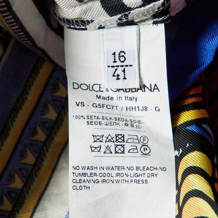 Pre Owned Dolce & Gabbana Multicolor King of Hearts Print Silk Short Sleeve Shirt L
