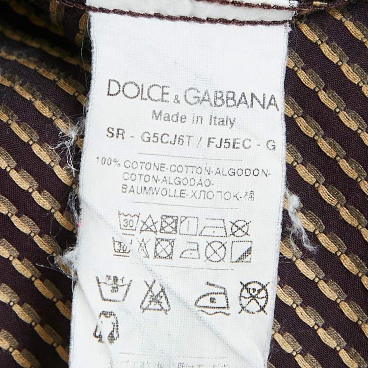 Pre Owned Dolce & Gabbana Gold Patterned Cotton Button Front Shirt M