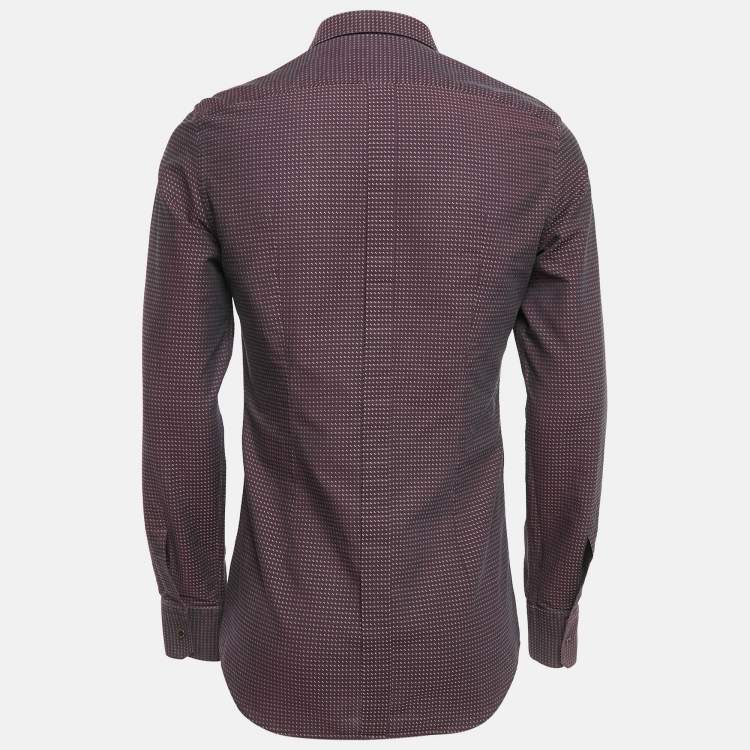 Pre Owned Dolce & Gabbana Gold Patterned Cotton Button Front Shirt M