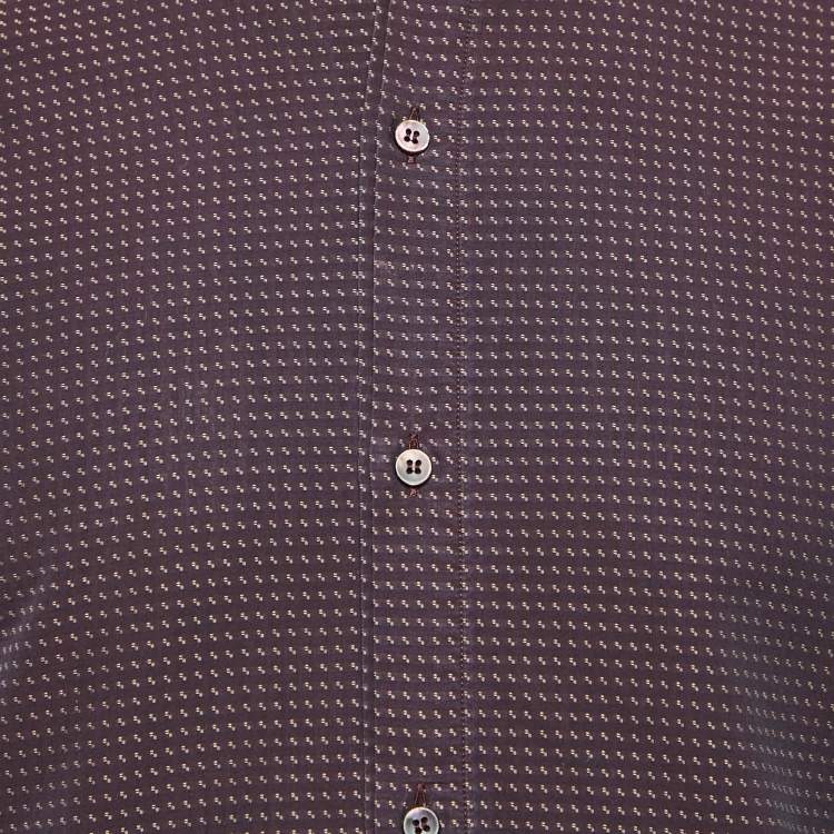 Pre Owned Dolce & Gabbana Gold Patterned Cotton Button Front Shirt M