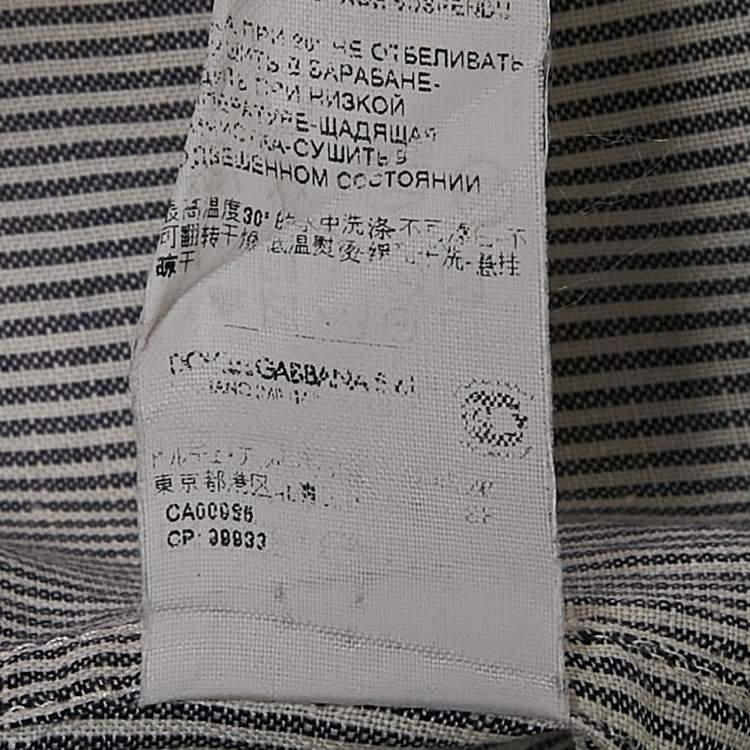 Pre Owned Dolce & Gabbana Grey Stripe Cotton Button Front Shirt M