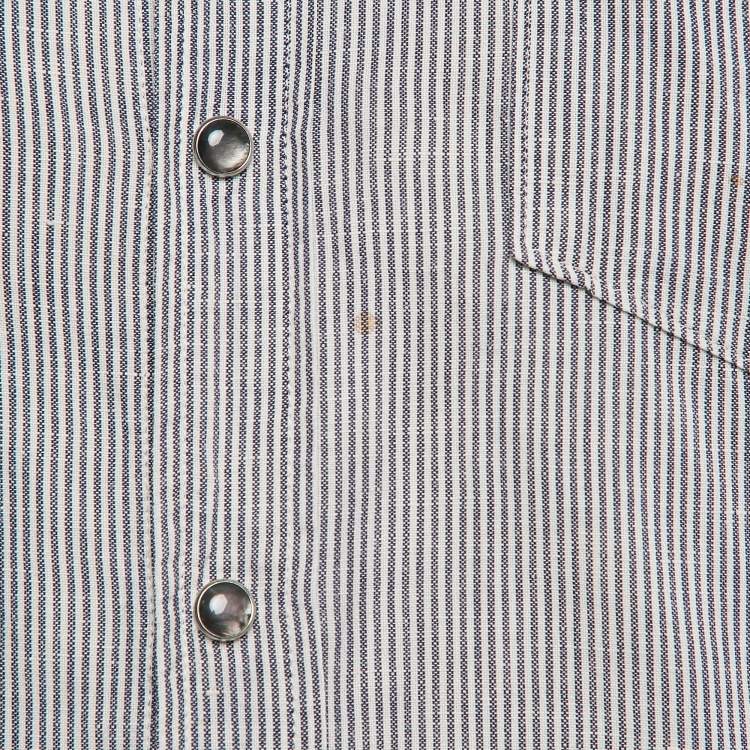 Pre Owned Dolce & Gabbana Grey Stripe Cotton Button Front Shirt M