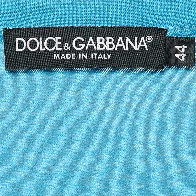 Pre Owned Dolce & Gabbana Blue Cotton V-Neck T-Shirt XS