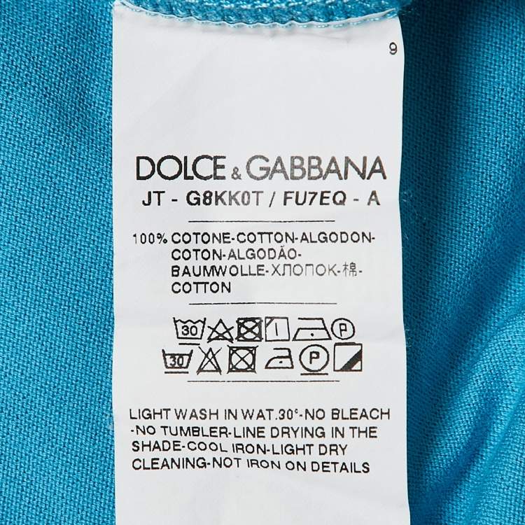 Pre Owned Dolce & Gabbana Blue Cotton V-Neck T-Shirt XS