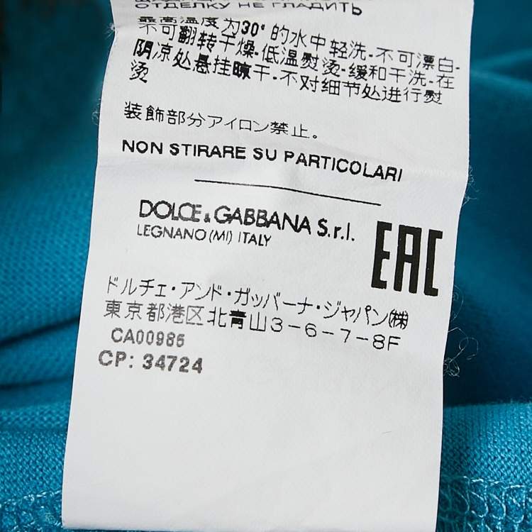 Pre Owned Dolce & Gabbana Blue Cotton V-Neck T-Shirt XS