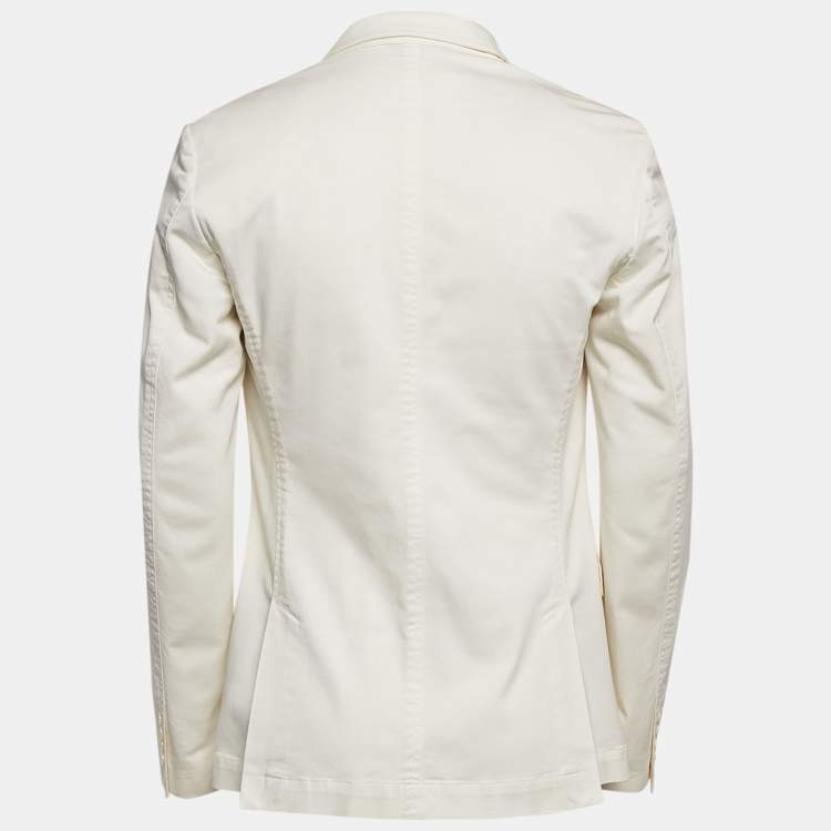 Pre Owned Dolce & Gabbana Off-White Gabardine Cotton Single Breasted Blazer XL