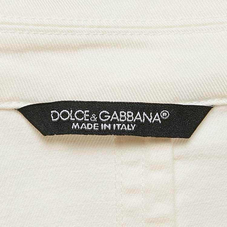 Pre Owned Dolce & Gabbana Off-White Gabardine Cotton Single Breasted Blazer XL