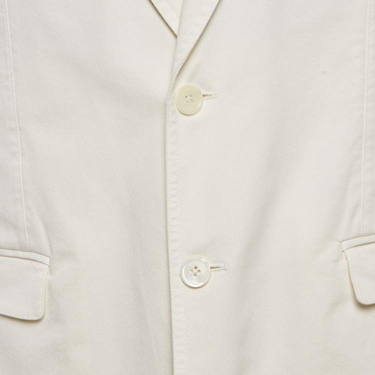 Pre Owned Dolce & Gabbana Off-White Gabardine Cotton Single Breasted Blazer XL