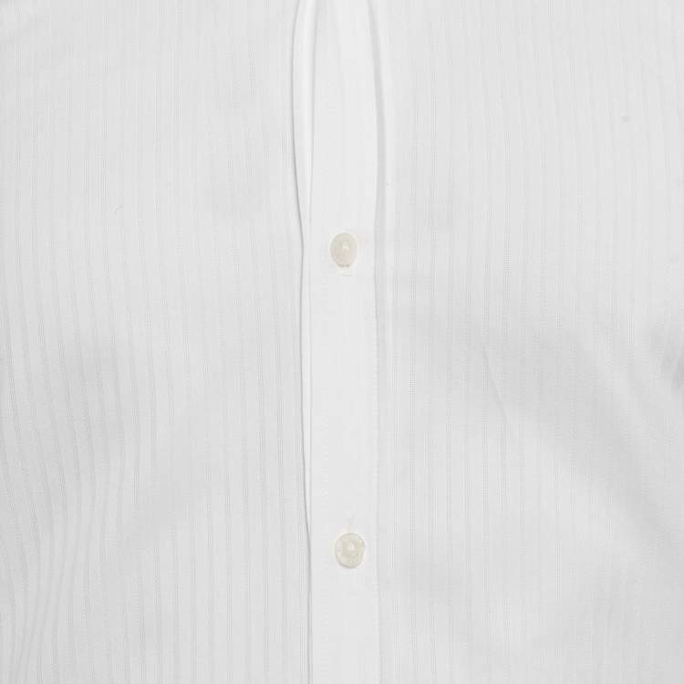 Pre Owned Dolce & Gabbana Gold White Striped Cotton Button Front Shirt S
