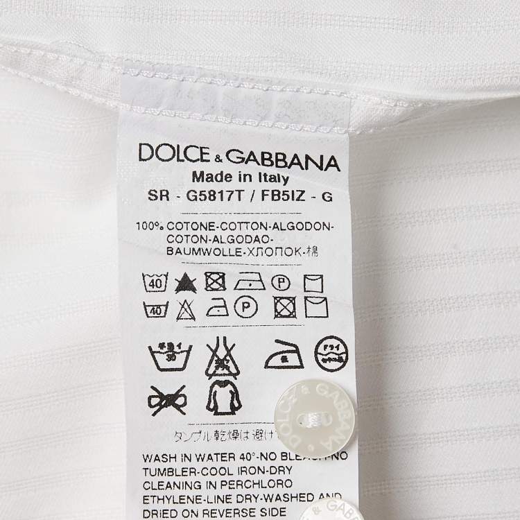 Pre Owned Dolce & Gabbana Gold White Striped Cotton Button Front Shirt S
