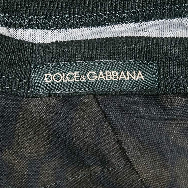 Pre Owned Dolce & Gabbana Black Heraldic Sicilia Print Cotton T-Shirt M