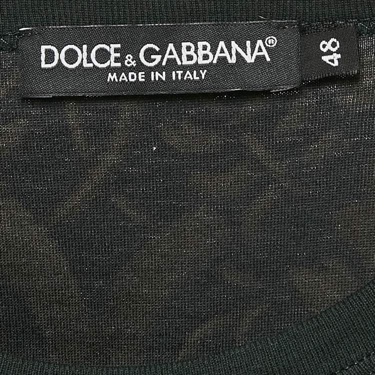 Pre Owned Dolce & Gabbana Black Heraldic Sicilia Print Cotton T-Shirt M