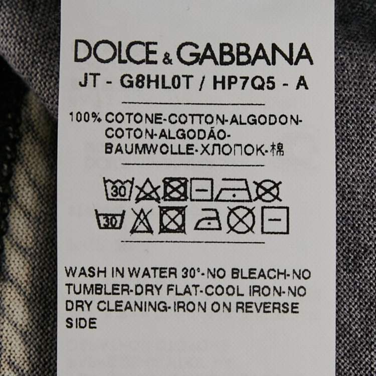 Pre Owned Dolce & Gabbana Black Military Print Cotton Crew Neck T-Shirt S