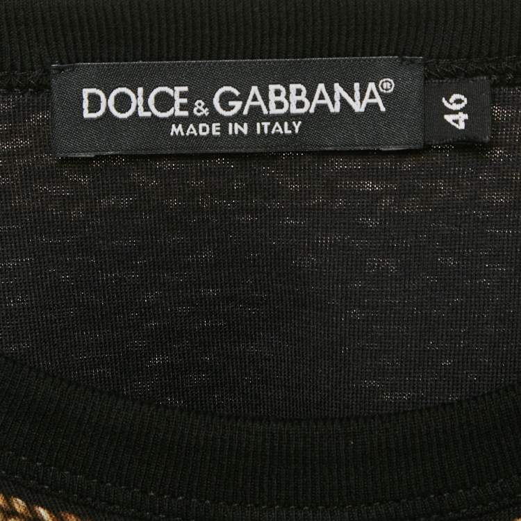 Pre Owned Dolce & Gabbana Black Military Print Cotton Crew Neck T-Shirt S