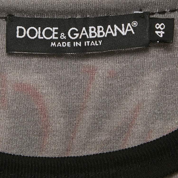 Pre Owned Dolce & Gabbana Black Arigento Music Print Cotton T-Shirt M