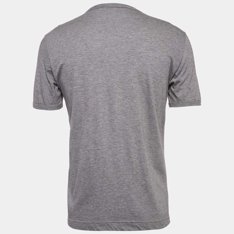 Pre Owned Dolce & Gabbana Grey Cotton Applique Detail T-Shirt M