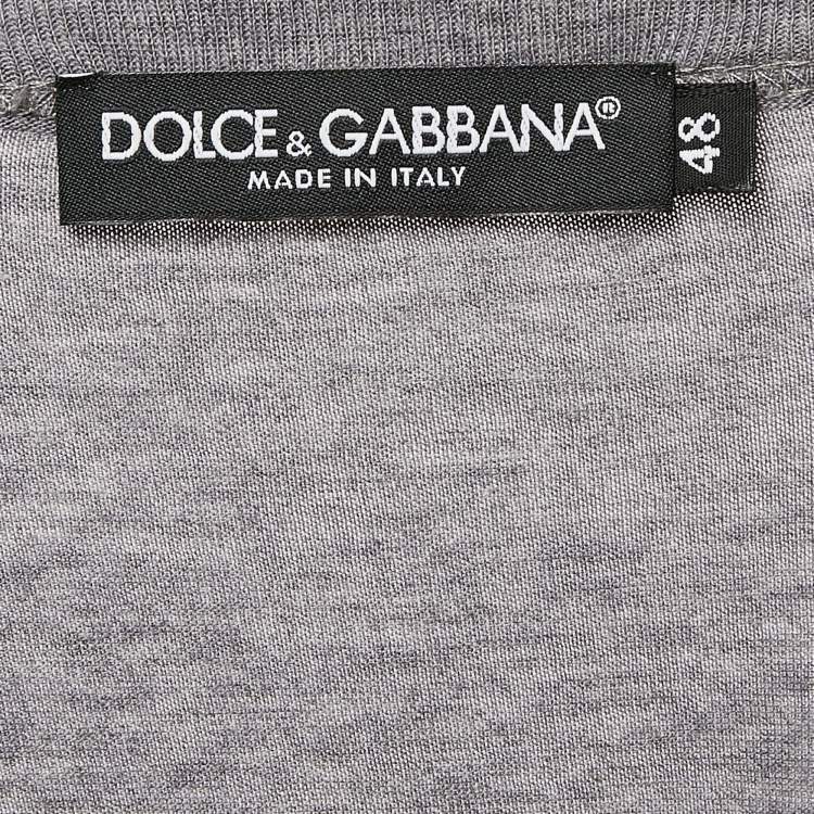 Pre Owned Dolce & Gabbana Grey Cotton Applique Detail T-Shirt M