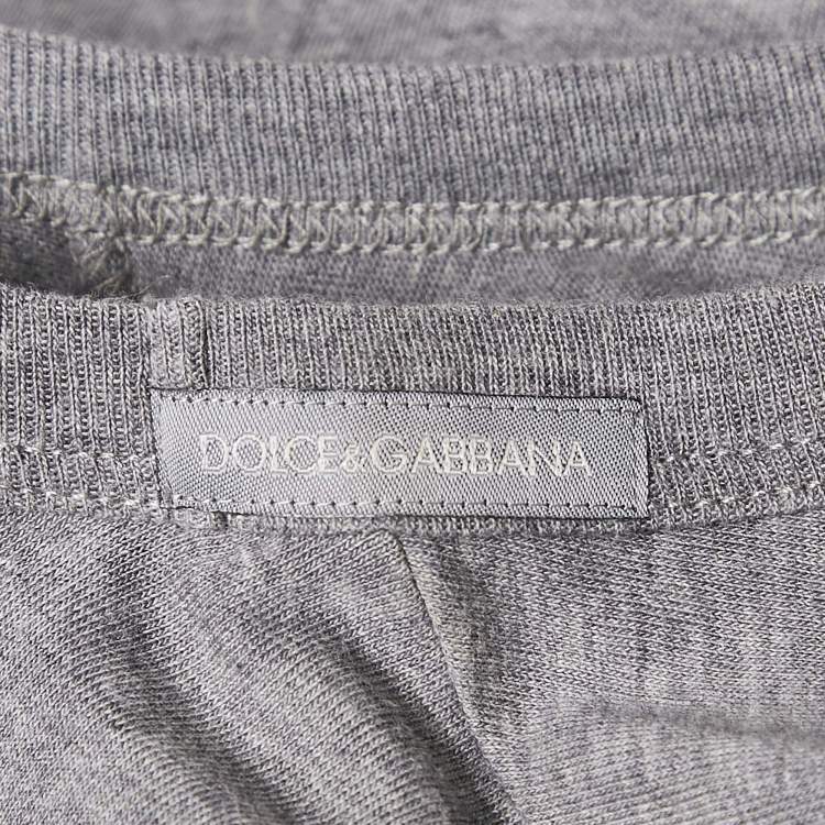 Pre Owned Dolce & Gabbana Grey Cotton Applique Detail T-Shirt M