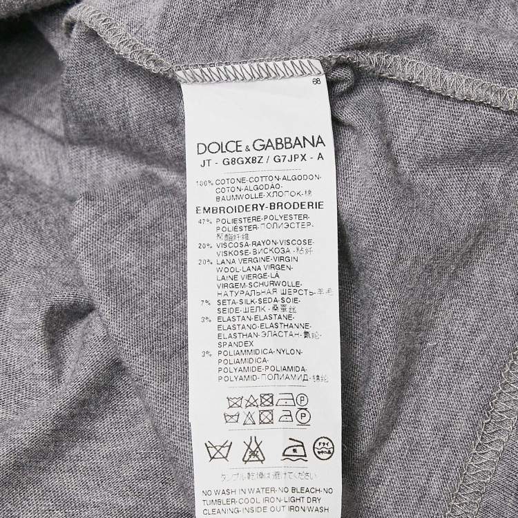 Pre Owned Dolce & Gabbana Grey Cotton Applique Detail T-Shirt M