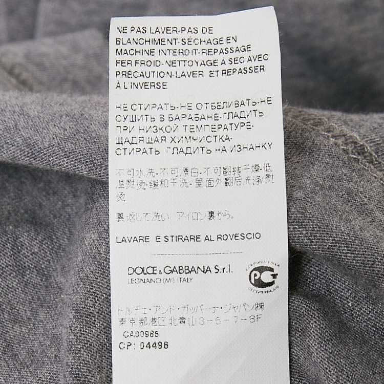 Pre Owned Dolce & Gabbana Grey Cotton Applique Detail T-Shirt M