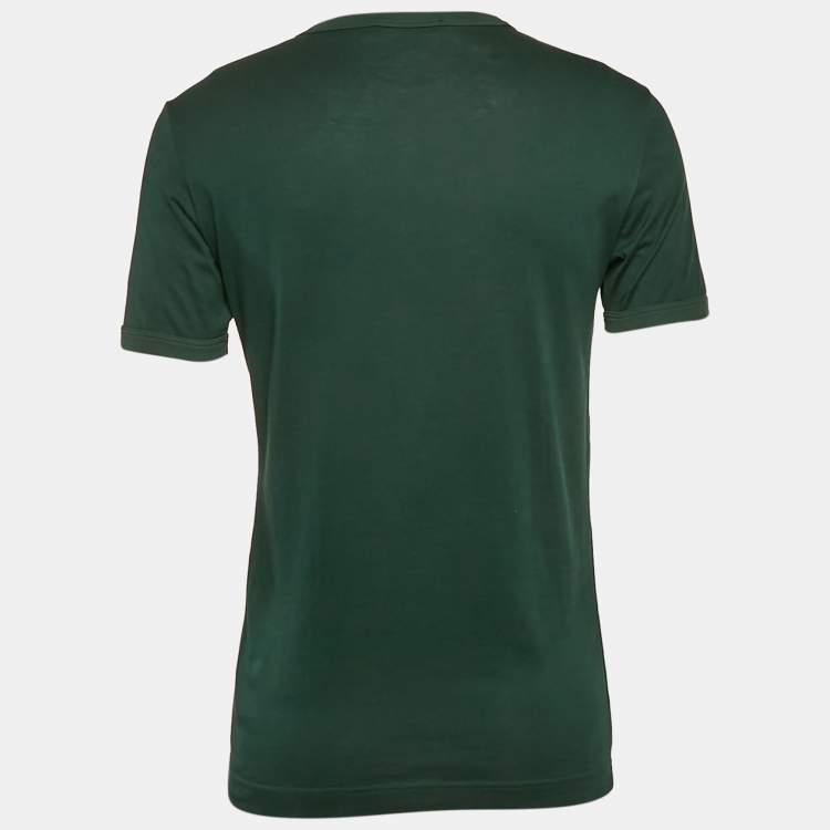 Pre Owned Dolce & Gabbana Green Cotton Applique Detail T-Shirt M